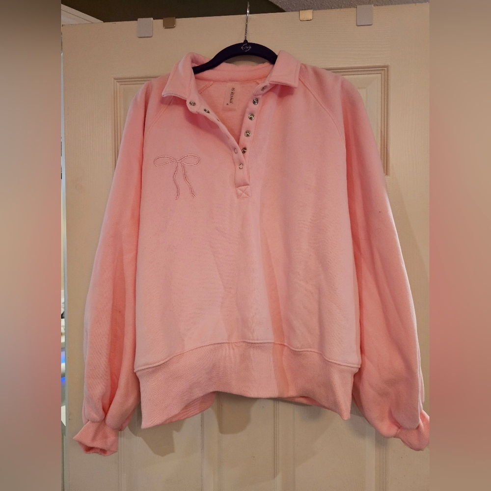 Cozy Pink Button-Up Sweatshirt